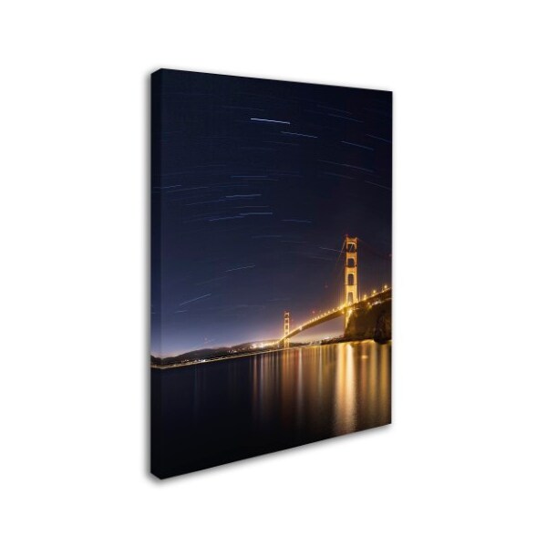 Moises Levy 'Golden Gate And Stars' Canvas Art,14x19